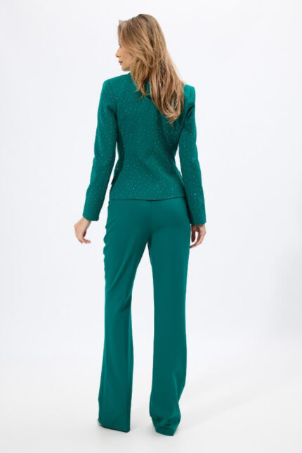 costum din crepe verde elegant