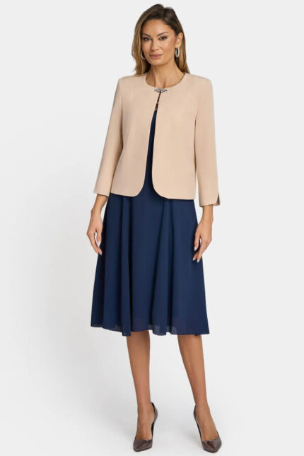 costum cu rochie bleumarin