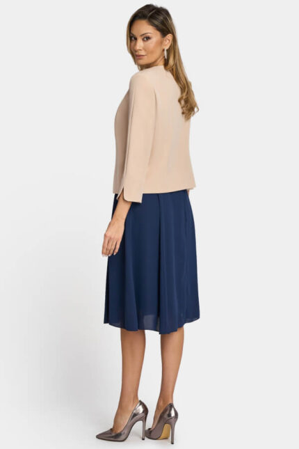 costum dama cu rochie bleumarin