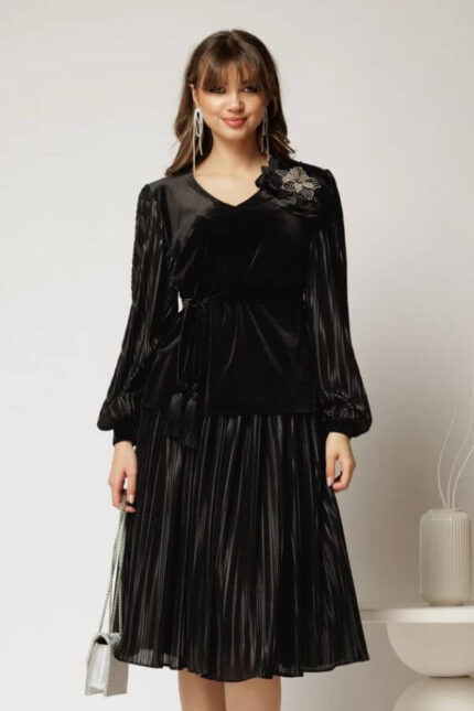 compleu negru catifea cu satin