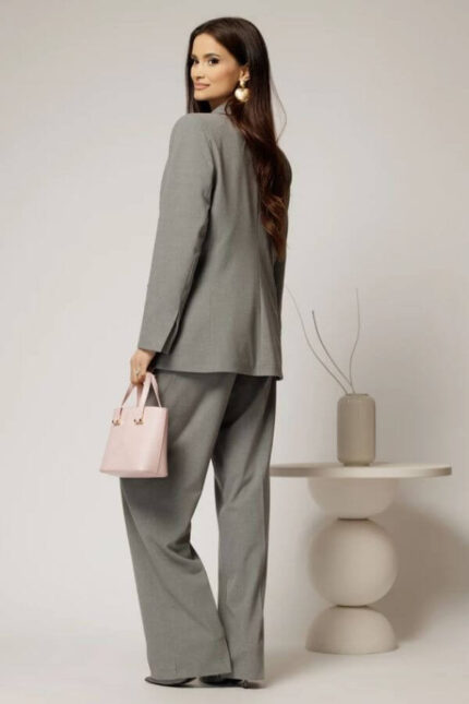 compleu elegant gri din stofa doua piese