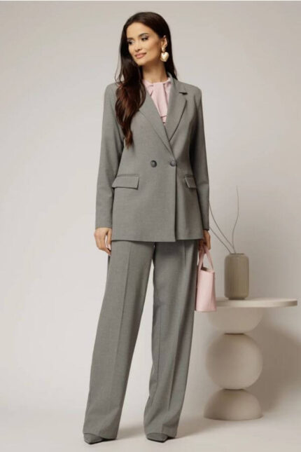 costum dama gri office sacou pantaloni