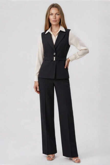 compleu office vestă pantaloni largi