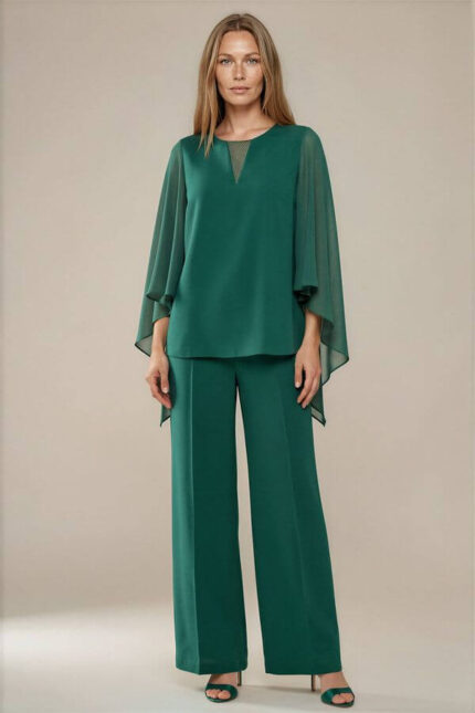 compleu cu bluza triplu voal si pantalon lejer