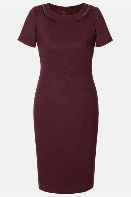 ansamblu dama bordo cu rochie medie